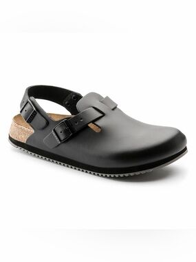 BIRKENSTOCK Tokio Super Grip Leather Shoes in Black